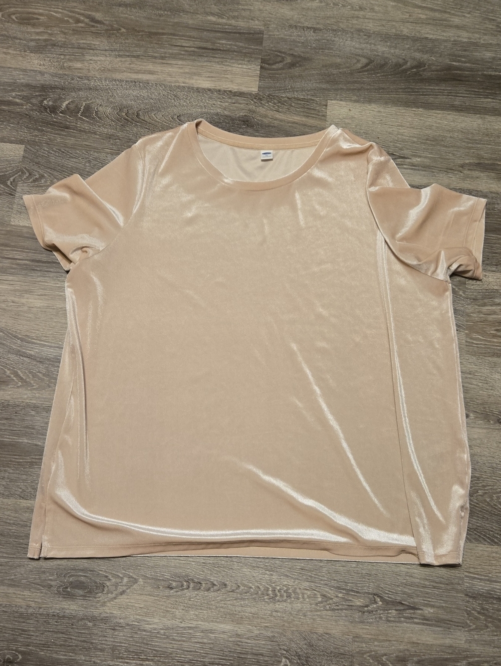 Cream Velvet Velor Short Sleeve Top Size XXL